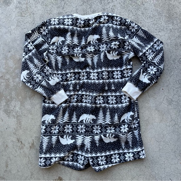 old navy pajama romper size medium polar bear Christmas match the fam fleece - Picture 2 of 4